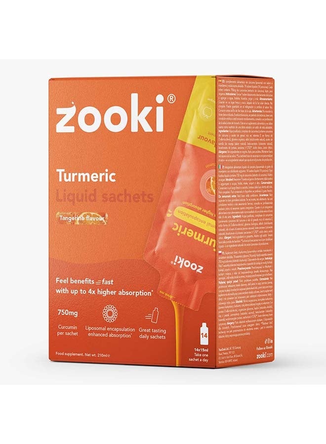Zooki Liposomal Turmeric 750mg Curcumin – Tangerine Flavor – High Absorption Liquid Sachets – Antioxidant & Joint Support – 14 Sachets - Image 3
